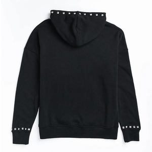 Sudadera con capucha con tachuelas personalizadas Unisex tendencia moda negro algodón mezclado con capucha básicos sudaderas Tops para hombres y mujeres - Product Image 2
