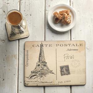 Posavasos Retro con Diseño de Arquitectura Urbana, Manteles Individuales Cuadrados con Diseño de Bocetos Antiguos de Monumentos Famosos - Product Image 4