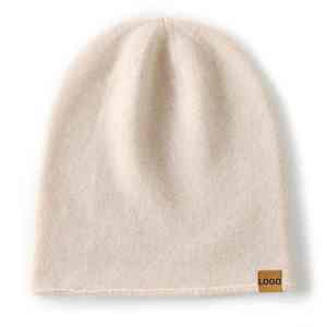 <b>Cashmere</b> <b>Beanies</b> With Suede Tag Custom Warm Knitted Hats for men - Product Image 4