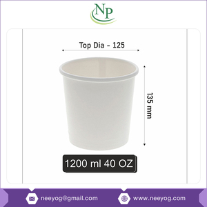 Nueva llegada Biodegradable y a prueba de fugas de color blanco de forma redonda 1200ml envases de papel o cajas para el envasado de alimentos al mejor precio - Product Image 2