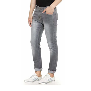 Spandex/algodón cintura media Slim Fit Jeans personalizado moda cremallera Fly bolsillos pierna ancha Casual secado rápido transpirable estiramiento - Product Image 2