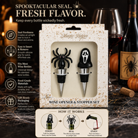 Boîte cadeau Halloween Araignée Fantôme, en stock, faible MOQ, vente en gros, accessoires de fête et de bar, ensemble de bouchons de bouteille de vin