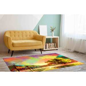 Tapis Paysage d'Automne, Tapis Imprimé, Forêt, Arbre, Nature, Coloré, Jour de Pluie, Tapis Doux à Poils Longs - Product Image 3
