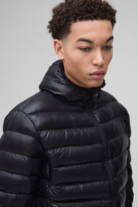 Veste à bulles noire pour hommes, dernière conception, coupe-vent à capuche matelassée très brillante, imperméable et avec logo personnalisé, vente en gros - Product Image 5