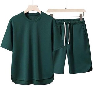 Conjuntos Deportivos de Verano 100% Algodón, Pantalones Cortos Deportivos con Logotipo Personalizado, Conjuntos Casuales para Hombre, Conjuntos Dobles - Product Image 2