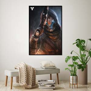 Póster de Destiny 2 Cayde-6 sobre lienzo, diseño moderno, marco negro para uso en pared - Product Image 1