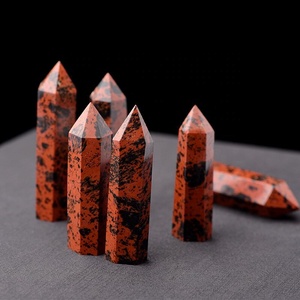 หอหินโอเบลิสก์หินออบซิเดียนแบบจุดโบราณงานฝีมือคริสตัลฮวงจุ้ยสำหรับการรักษาเรกิ - Product Image 1