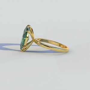 Styliste 10K Or Massif Vivid Green Marquise Diamant Bague Six Griffes Prong Set Solitaire Bague Élégante Cadeau pour les Femmes - Product Image 2