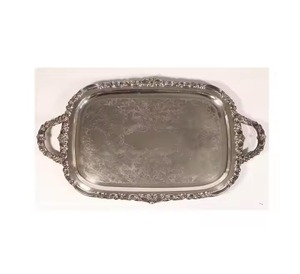 Plateau de service en aluminium circulaire de style matériel coulé Plateau à poignée attrayant durable et fiable pour la fonction Get Together - Product Image 1