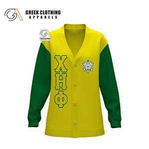 Pull en maille à col en V personnalisé pour sororité, vert et jaune, Chi Eta Phi, vêtements grecs, fournisseur en gros, usine - Product Image 4