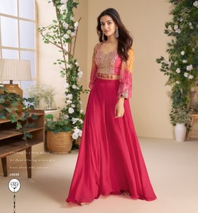 Heavy Chinon Seda Algodón Salwar Kameez con estampado digital Embellecimiento Trabajo y trabajo de espejo - Product Image 2