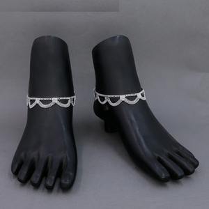 Artificial Silver Plated Traditional & Classic <b>Anklet</b> Payal <b>Indian</b> Malaysia Women Style Ethnic Wedding Trendy Foot Jewelry Set - Product Image 5
