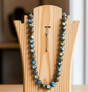 Collar de cuentas de piedra de labradorita Natural curativa con diseño anudado a mano de plata 925 de 18 pulgadas para mujer, accesorio de moda - Product Image 6