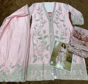 High on Demand Chinnon <b>Silk</b> Salwar Suit Real Chinon with Embroidery Sequence Work Salwar Suit for Worldwide Export - Product Image 4