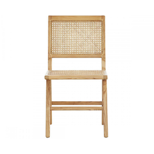 Elegante Silla de comedor Escandinava con marco de madera y asiento de ratán natural tejido para interiores de comedor modernos minimalistas - Product Image 2