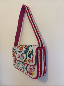 Floral Pattern Casual Tote Bag With Magnetic Closure <b>Pink</b> Polyester Lining Shoulder Strap Daily Use - Product Image 3