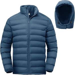 Vestes d'hiver pour hommes en alternative au duvet, légères, imperméables, matelassées, avec capuche amovible - Product Image 3