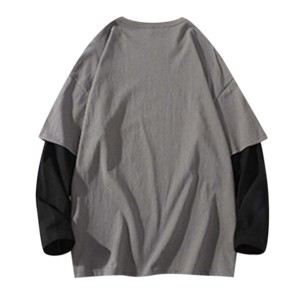T-shirt double couche long double couche T-shirt graphique de haute qualité T-shirt en coton double couche coupe ample 100% coton pour hommes - Product Image 6