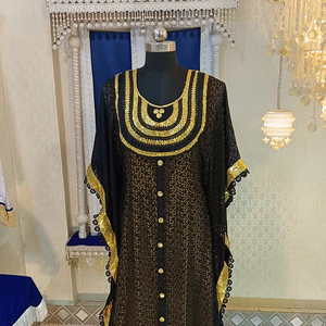 Black and golden yellow designer takchita party wear <b>kaftan</b> - Product Image 1