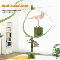 Promotion : Arbre à chat réglable en hauteur du sol au plafond avec niche, poteaux à gratter en sisal, tour pour chats d'intérieur