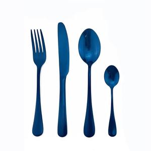 Juego de 4 cubiertos de acero inoxidable usados en utensilios de cocina de mesa café hogar cubiertos chapados en color dorado cubiertos mango redondo - Product Image 6