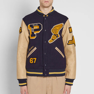 OEM personalizado Chenille bordado de cuero manga de béisbol vuelo bombardero Letterman Varsity chaqueta para los hombres de béisbol universitario - Product Image 5