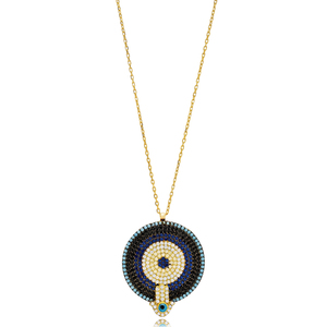 Ojo turco Hamsa diseño 925 Collar de plata al por mayor 925 joyería fina hecha a mano - Product Image 3