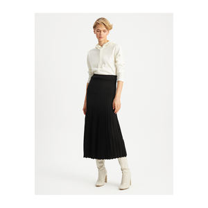 BGN WOOL BLEND <b>PLEATED</b> LOOK MIDI KNITWEAR <b>SKIRT</b> for WOMEN From TURKEY - Product Image 2