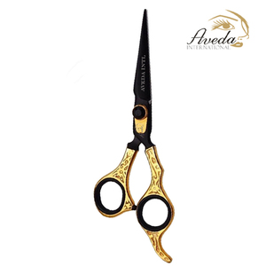 Tijeras de Peluquería Profesionales de Acero Inoxidable con Hoja Recta Dorada y Negra, Punta Afilada, para Diestros - Product Image 5
