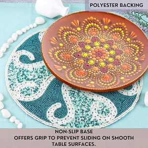 Mantel Individual con cuentas hecho a mano para decoración de mesa de hotel y restaurante Royal Look para regalos, disponible para compra individual o a granel - Product Image 4