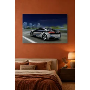Impression sur toile Fida BMW i8 Concept avec des rayures de vitesse dans la ville nocturne - Product Image 2