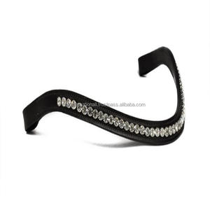 Banda de cejas de caballo de cuero de canal vacío hecha a mano clásica con incrustaciones de 1 Fila de cristales redondos blancos decorativos diamantes de imitación Diamante Bling - Product Image 4