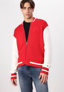 Blouson universitaire rouge et blanc de haute qualité à logo personnalisé pour hommes blouson bombardier de baseball Letterman à col rabattu aux poignets côtelés - Product Image 4