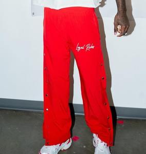 Pantalon de survêtement en coton éponge français personnalisé sérigraphié unisexe hommes décontracté évasé côté décorer fermeture à pression bouton hommes pantalons - Product Image 5