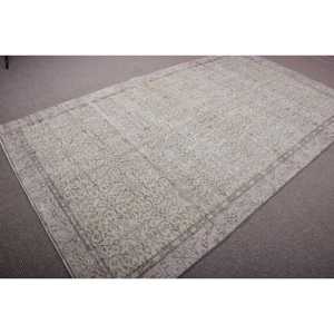 Alfombra Vintage, Alfombra Turca de 5,7x9,6 pies, Alfombra de Lana Blanca Abstracta - Product Image 2