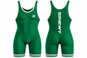SINEWY Women <b>Green</b> Wrestling Singlet Fitted Moisture Wicking One Piece <b>Bodysuit</b> Custom Logo Print - Product Image 1