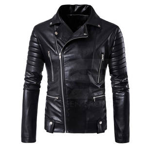 Veste coupe-vent pour homme en cuir véritable de haute qualité, couleur unie, personnalisable, vente en gros - Product Image 2