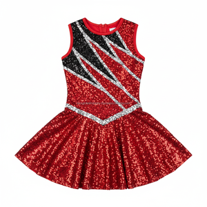 Luxury Sparkly <b>Red</b> <b>Sequin</b> Dancewear Elegant Sleeveless A-Line Performance Dress for Women Stage Show and Rhythmic Gymnastics - Product Image 3