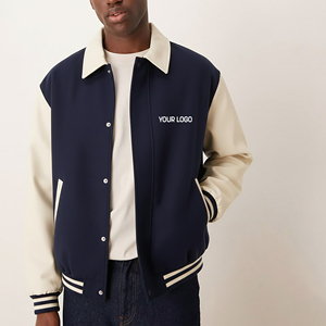 Nouveautés 2025 Veste universitaire à capuche en laine 100% pour homme, bloc de couleurs, poids lourd, surdimensionnée, confortable, longue devant - Product Image 1