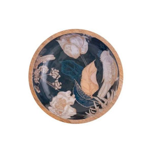 Bols à mélanger en bois pour fruits Saladier avec émail imprimé Bois de manguier Bols en bois massif pour fêtes Ustensiles de cuisine en basse quantité minimale de commande - Product Image 1