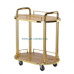 Chariot de service alimentaire en aluminium doré poli, forme personnalisée, chariots de service décoratifs, vente en gros, chariot de service alimentaire de luxe en Inde - Product Image 1
