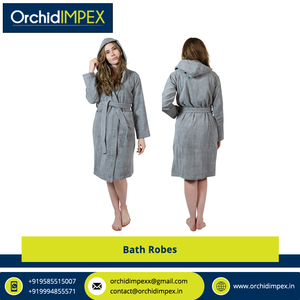 Unisex 100% Cotton Terry/Waffle Kimono Bath Robes Soft and Durable Quality <b>with</b> Solid Pattern for Autumn Season - Product Image 4