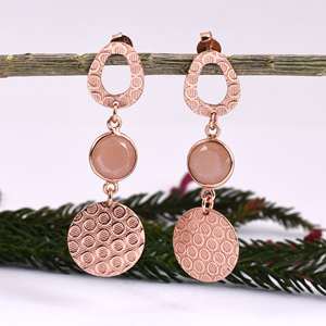 Pendientes colgantes finos de Plata de Ley 925, colgantes largos de cuarzo rosa chapados en oro, regalo de boda de moda para fiesta - Product Image 5