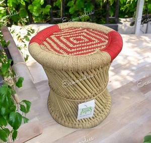 Authentique tabouret de canne Sarkanda en osier de bambou naturel fabriqué à la main Style design moderne pour salon Console d'incrustation d'os de jardin - Product Image 4