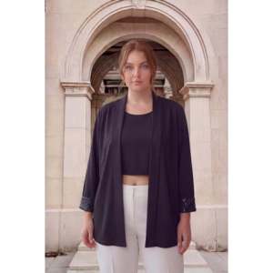 Women's <b>Plus</b> <b>Size</b> <b>Sequin</b> Sleeve <b>Jacket</b> Black - Product Image 1