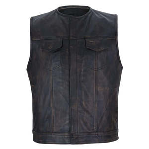 Gilet en cuir véritable fait main pour hommes | Gilet de motard classique sans manches pour l'équitation de moto et le style de rue tendance - Product Image 4
