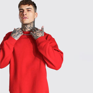 <b>Red</b> Oversized <b>Mens</b> Crewneck Sweatshirt Featuring Vibrant Statement Color Relaxed Fit Design Soft Fabric - Product Image 2