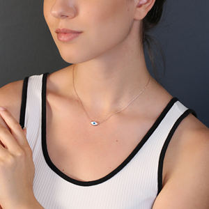 Collier à breloques en émail avec Design d'oeil turc, fabrication artisanale turque, vente en gros, bijoux en argent Sterling 925 - Product Image 2