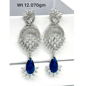 Pendientes colgantes de cristal de Zirconia cúbica completamente pavimentados para mujer, fiesta de boda, colgante de gota de plata 925 diario, pendientes de CZ - Product Image 1