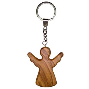 Olive Wood Keychain <b>Worry</b> <b>Stone</b> Guardian Angel From Bethlehem - Product Image 1